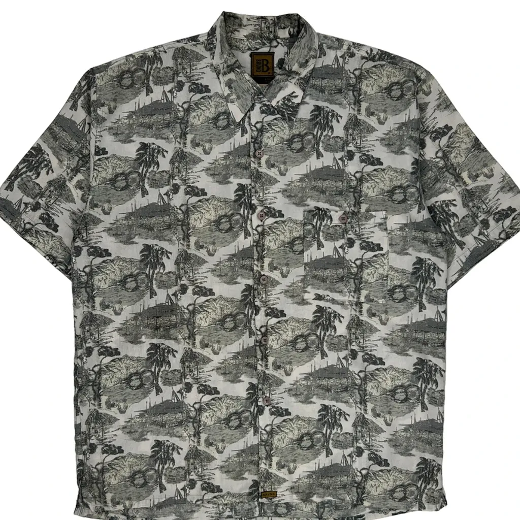 Bruno Hawaiian Shirt - Large Grey Polyester - Image 5