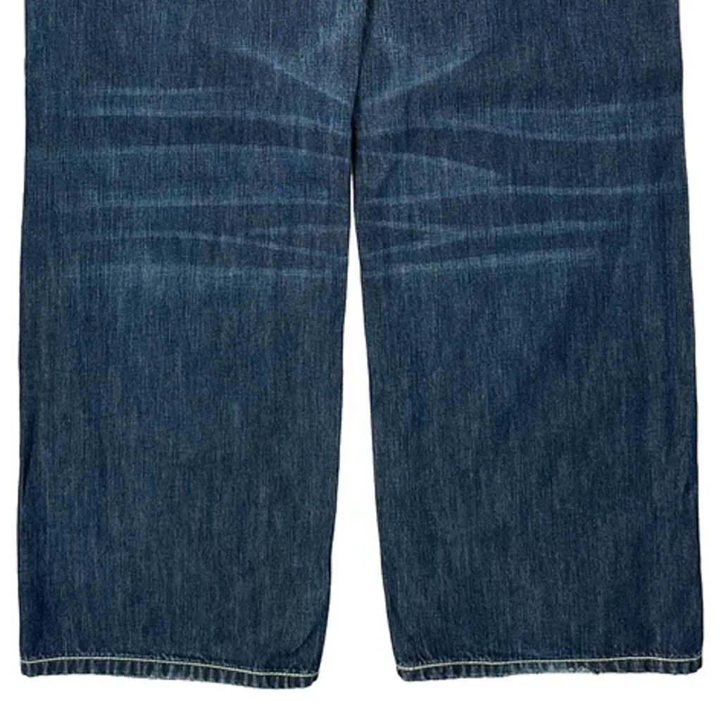 Buckle Back Evisu Wide Leg Jeans - 32W 32L Blue Denim - Image 6