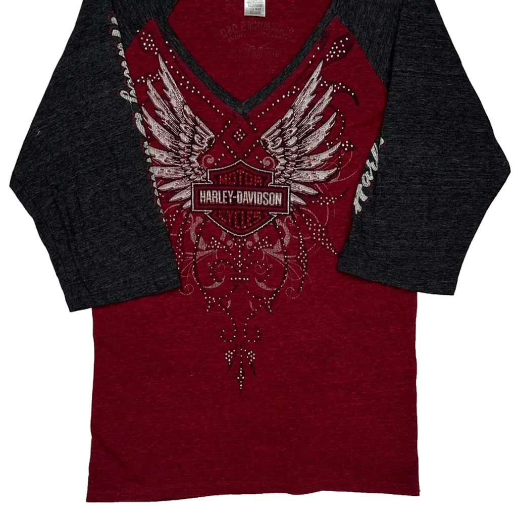Buckminn'S D&D Harley Davidson Graphic Long Sleeve T-Shirt - 2XL Red Cotton - Image 5