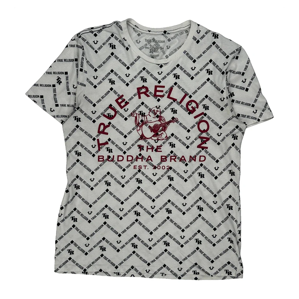 Buddha Brand True Religion Graphic T-Shirt - Small White Cotton