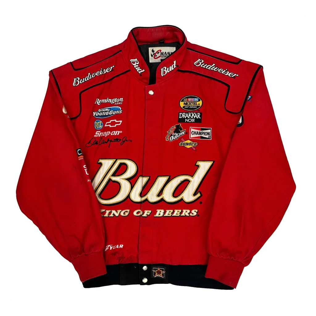 Budweiser Racing Chase Authentics Nascar Bomber Jacket - Large Red Polyester