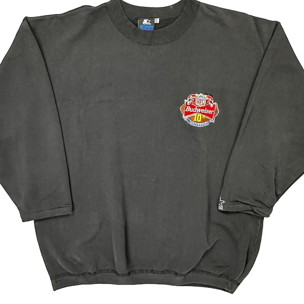 Budweiser Starter One Pound Fleece Sweatshirt - XL Grey Cotton - Image 5