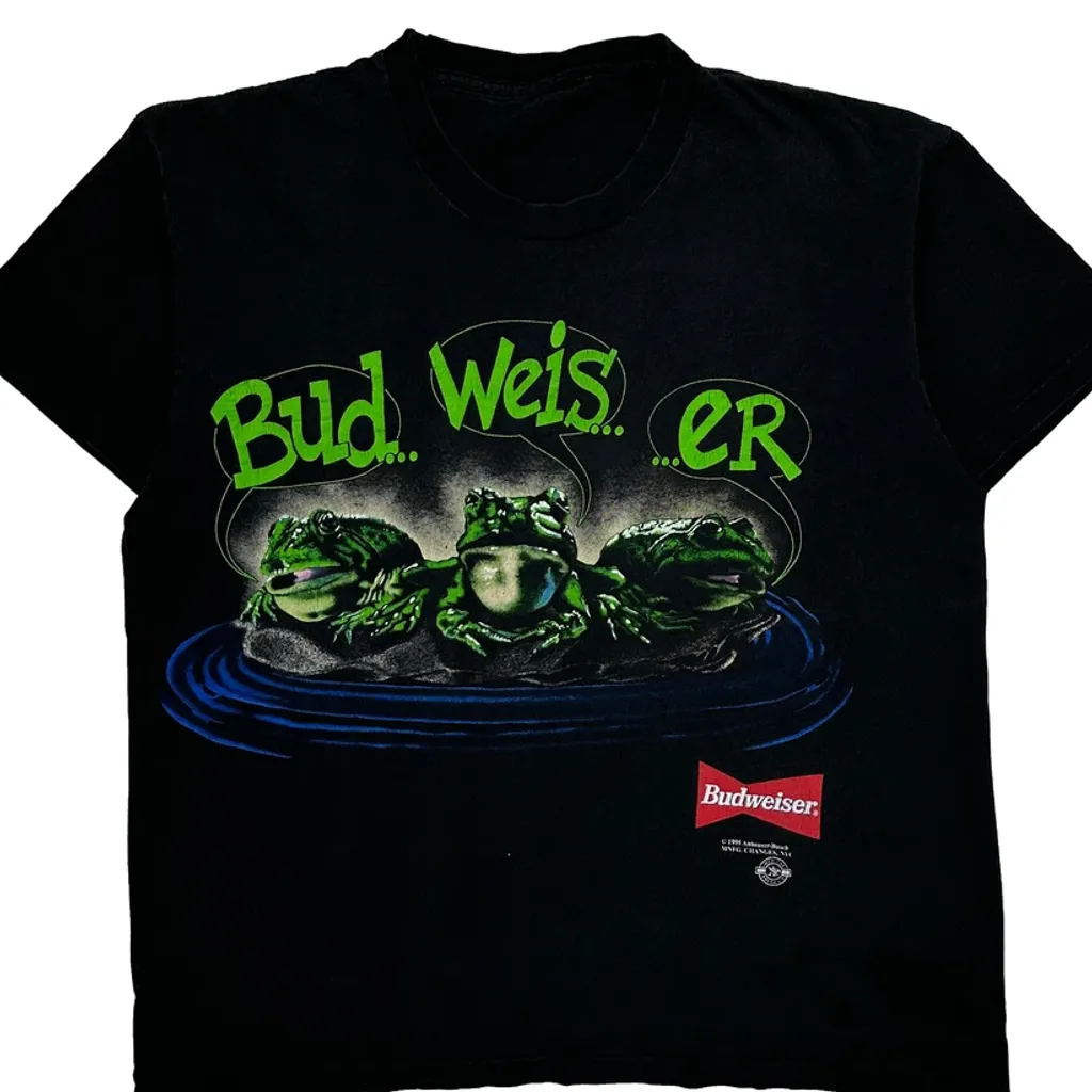 Budweiser Single Stitch T-Shirt - Large Blue Cotton - Image 4