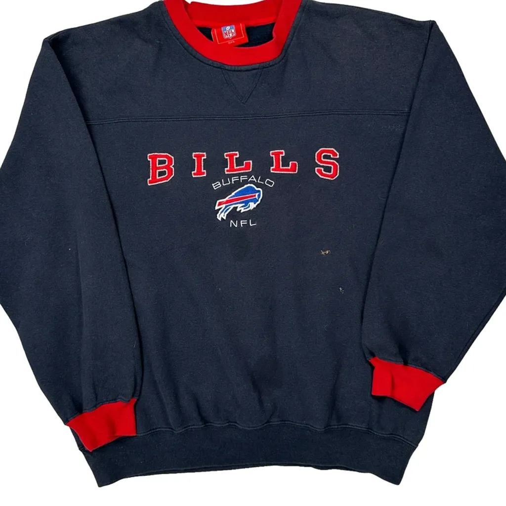 Buffalo Bills Nfl Sweatshirt - Large Navy Cotton - Image 5