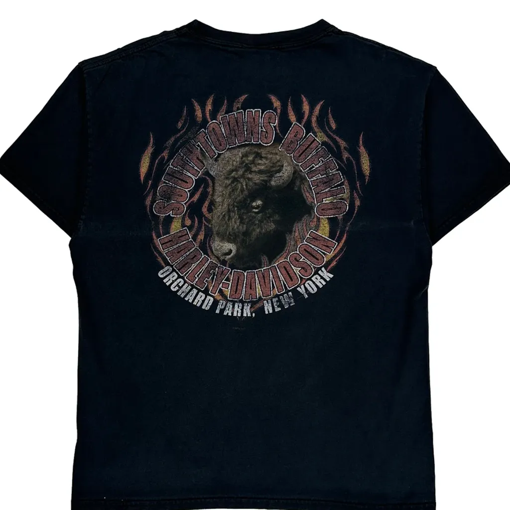 Buffalo Harley Davidson Graphic T-Shirt - Large Black Cotton - Image 7