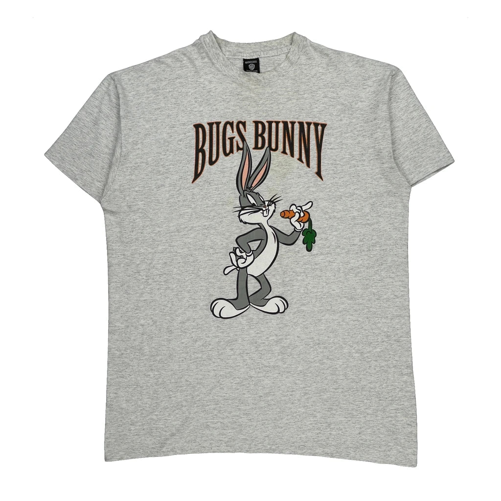Bugs Bunny Warner Bros Cartoon One Size T-Shirt - XL Gray Cotton