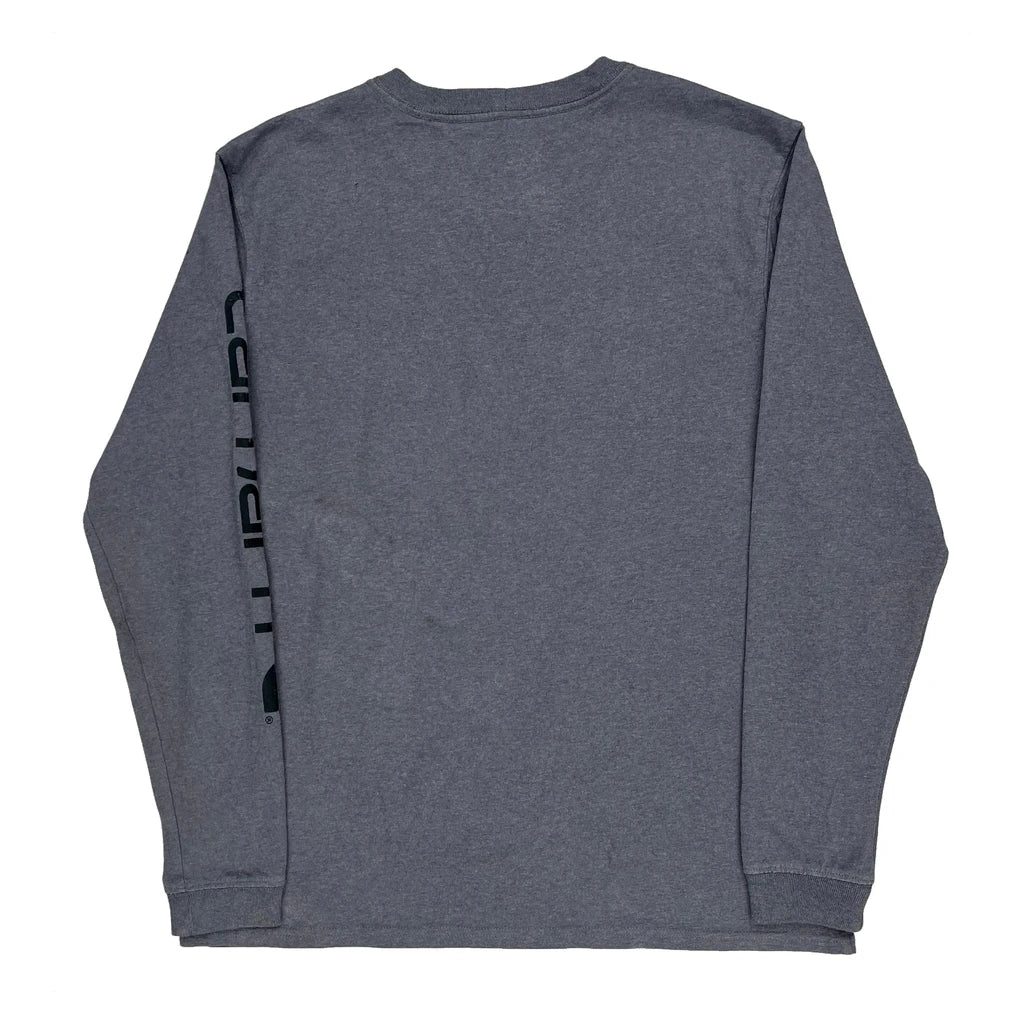 Built To Serve And Protect Hardworking People Carhartt Long Sleeve T-Shirt - Medium Gray Cotton - Image 2