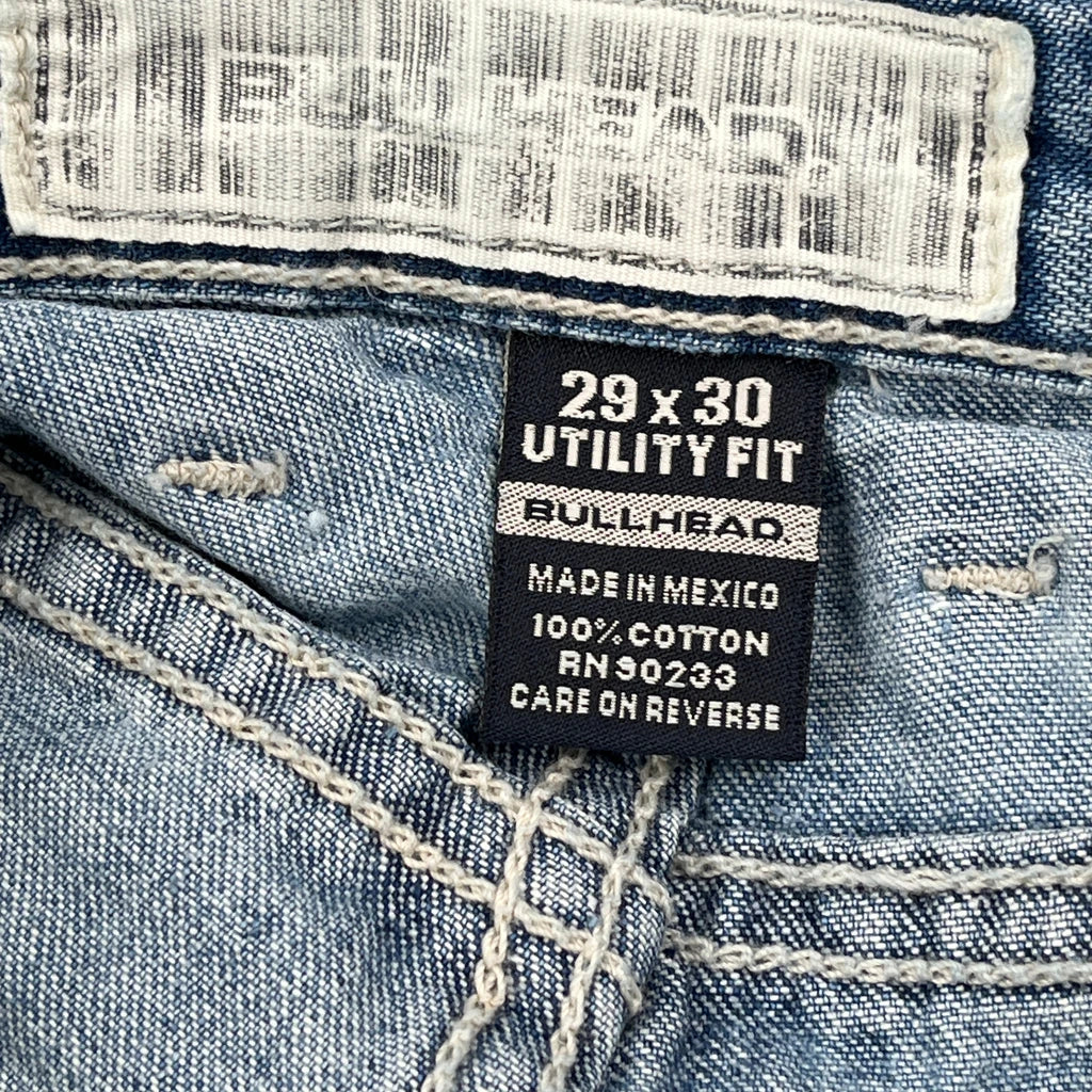 Bull Head Wide Leg Jeans - 29W 30L Blue Cotton - Image 6
