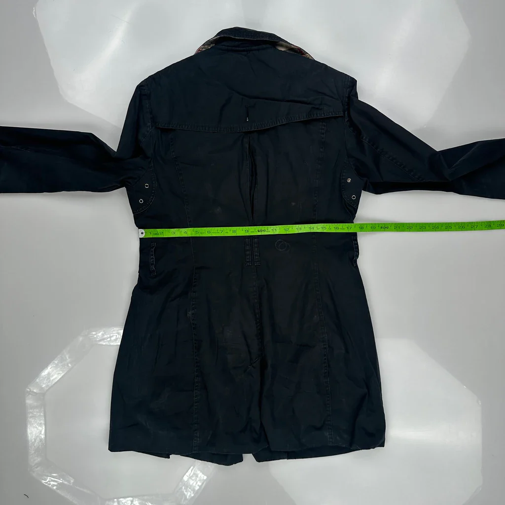 Burberry Brit Double Breasted Trench Coat - Small Black Cotton - Image 3