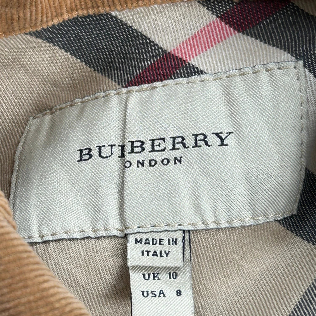 Burberry Military Style Cord Jacket - Small Brown Corduroy - Image 3