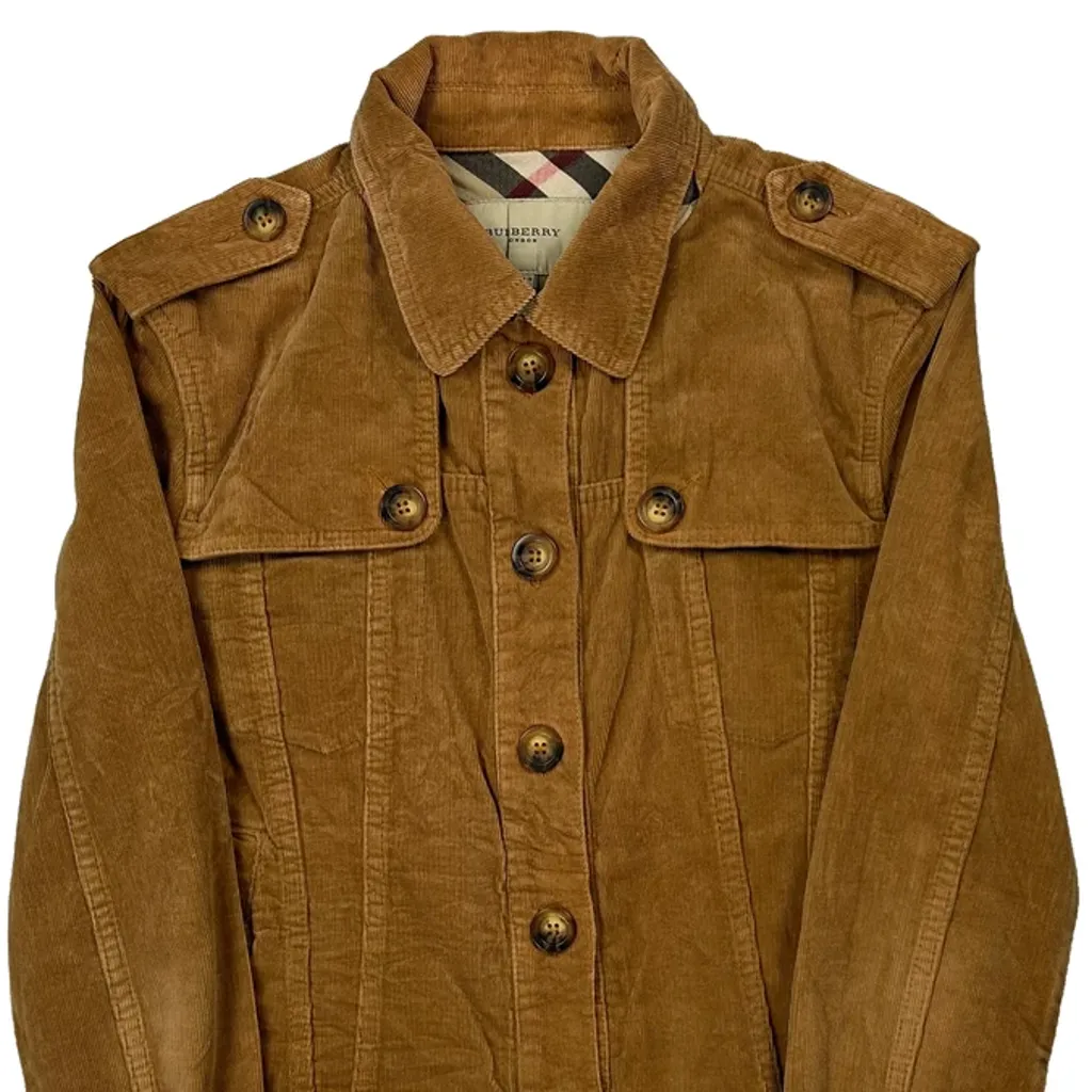 Burberry Military Style Cord Jacket - Small Brown Corduroy - Image 4