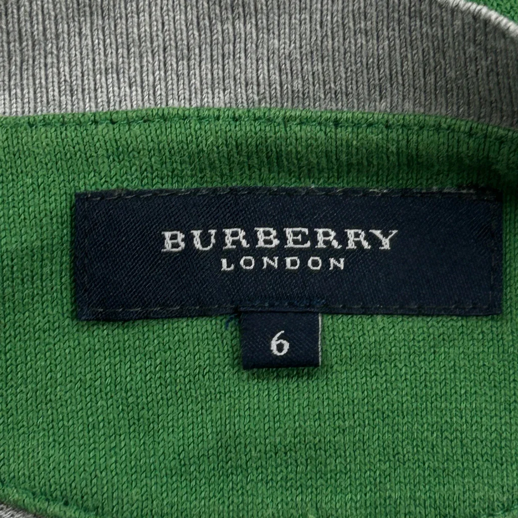 Burberry London Striped Long Sleeve T-Shirt - Small Green Cotton - Image 3