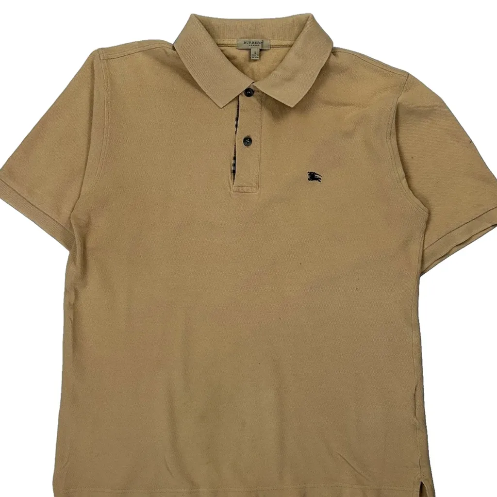 Burberry London Polo Shirt - Small Beige Cotton - Image 4