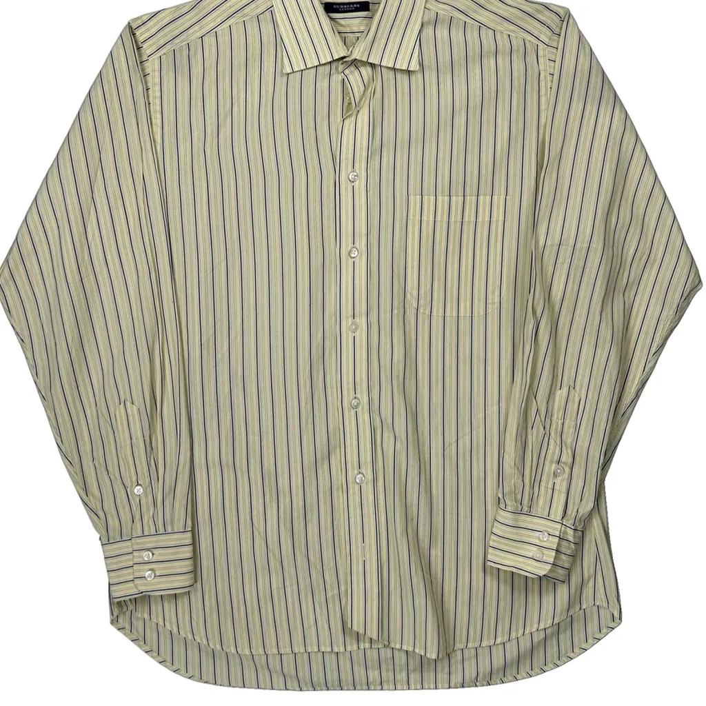 Burberry London Striped Shirt - Medium Yellow Cotton - Image 5