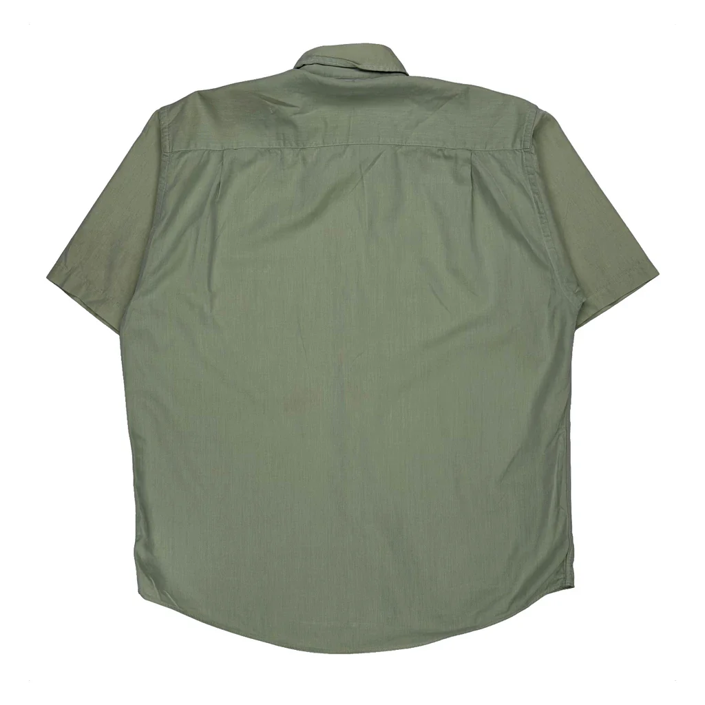 Burberry London Checked Short Sleeve Shirt - Large Green Cotton - Image 2