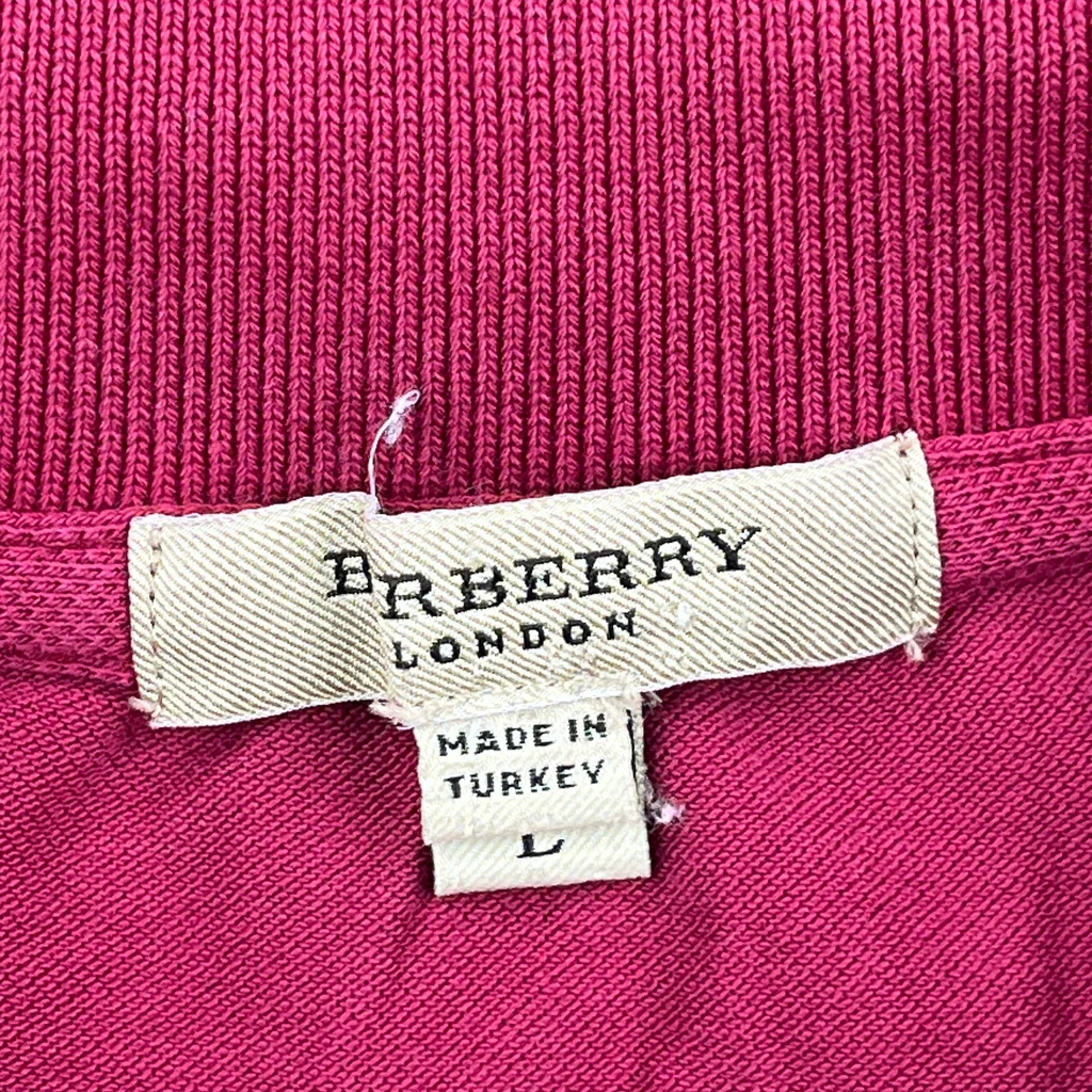 Burberry Polo Shirt - Large Burgundy Cotton - Image 3