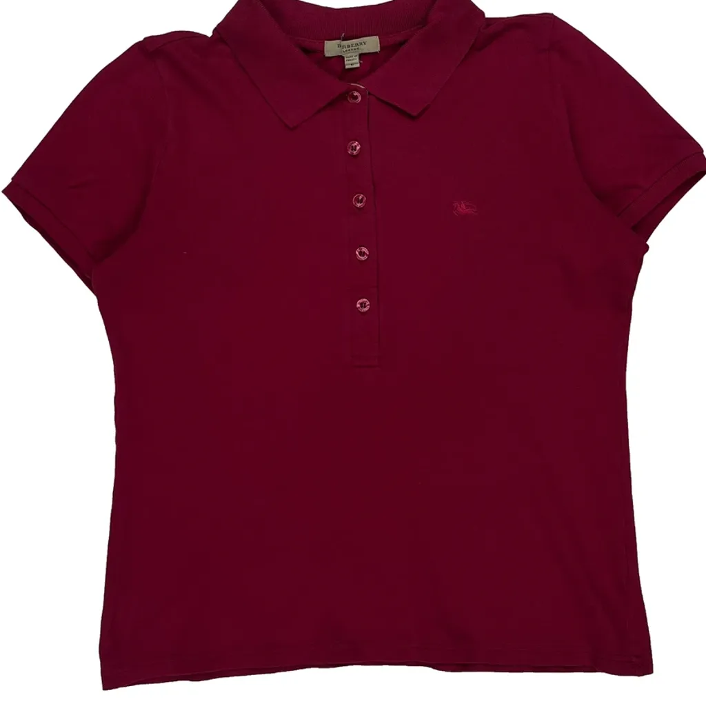 Burberry Polo Shirt - Large Burgundy Cotton - Image 5