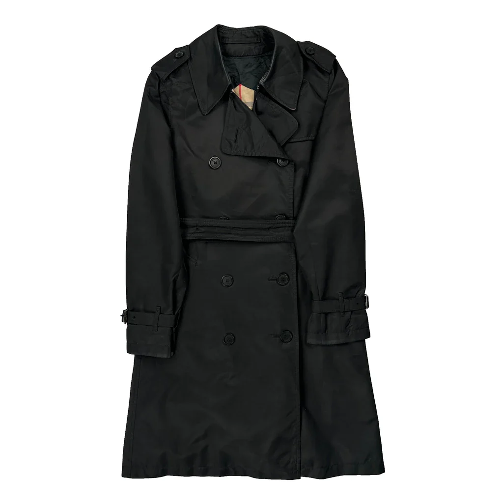 Burberry Double Breasted Trench Coat - Small Black Polyester