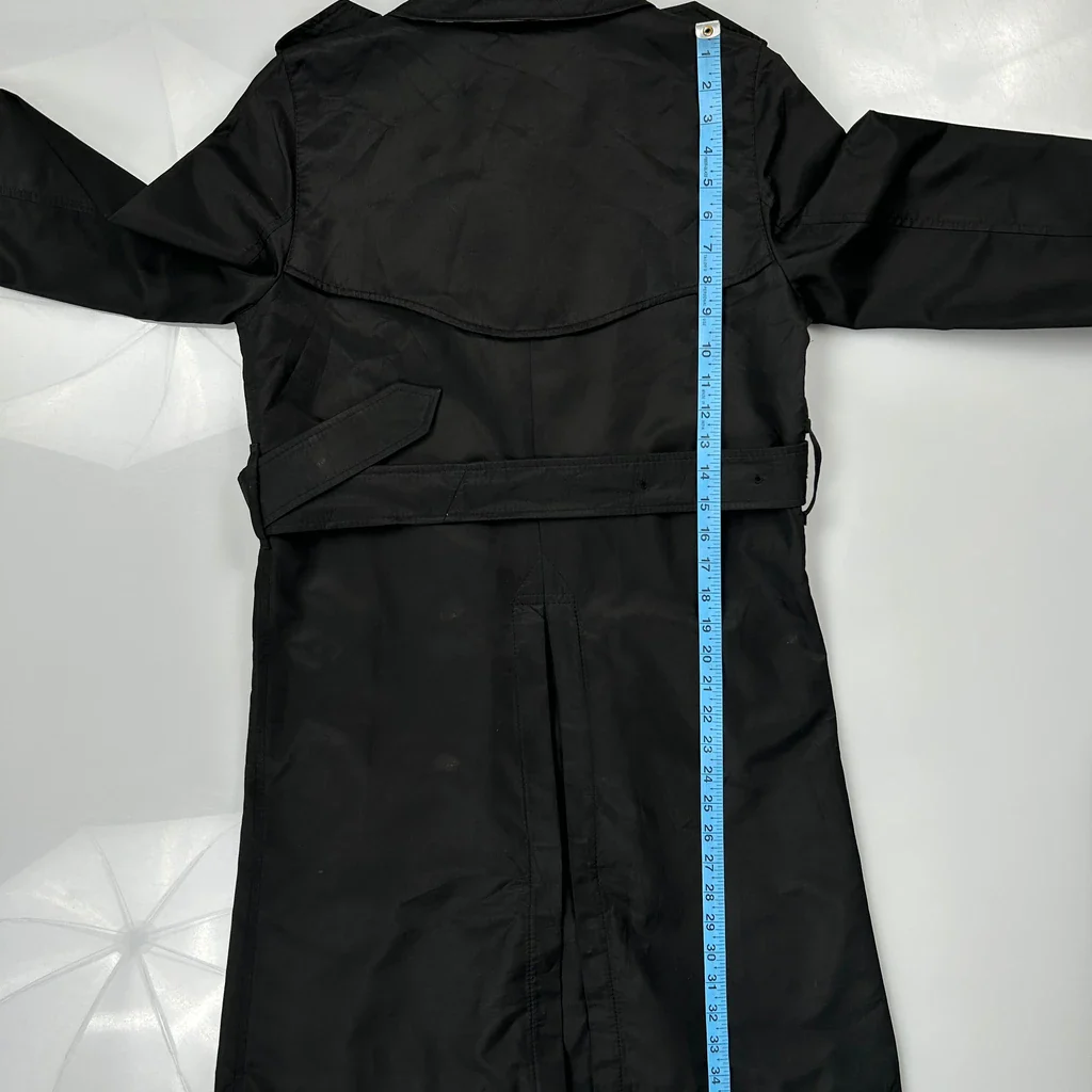 Burberry Double Breasted Trench Coat - Small Black Polyester - Image 3