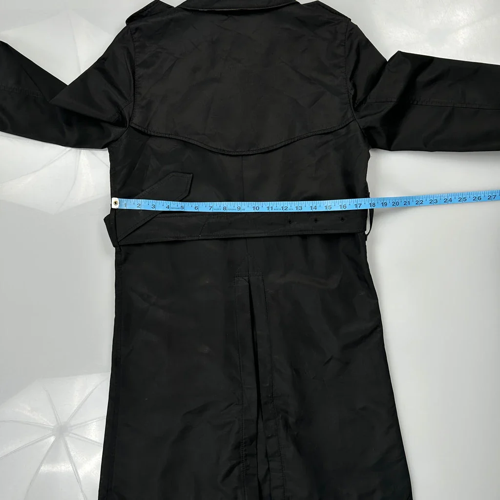 Burberry Double Breasted Trench Coat - Small Black Polyester - Image 4