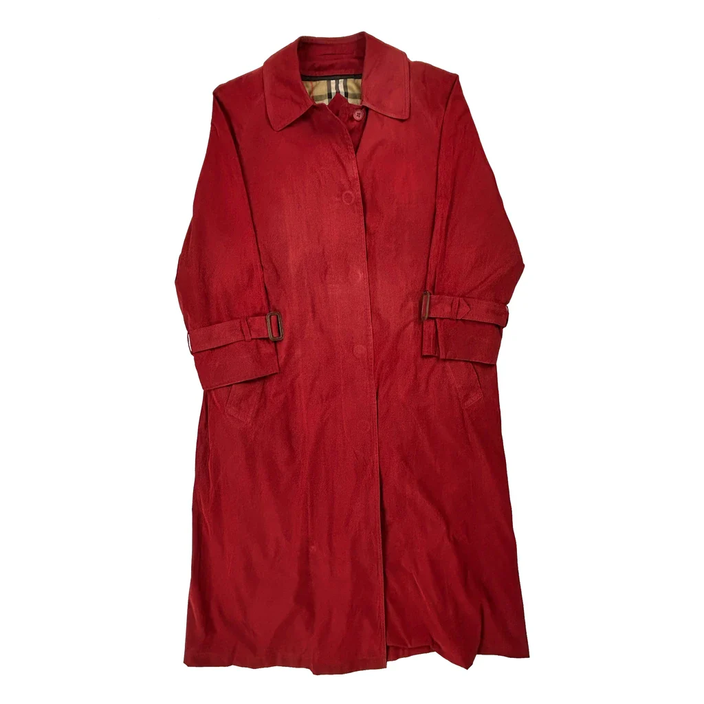 Burberry Trench Coat - Large Red Cotton