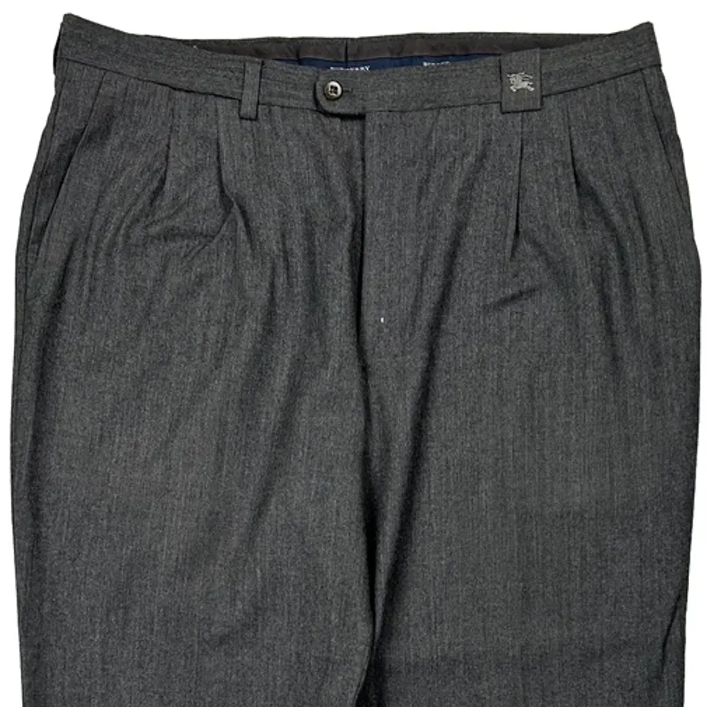 Burberry Pleated Trousers - 36W 29L Grey Wool Blend - Image 8