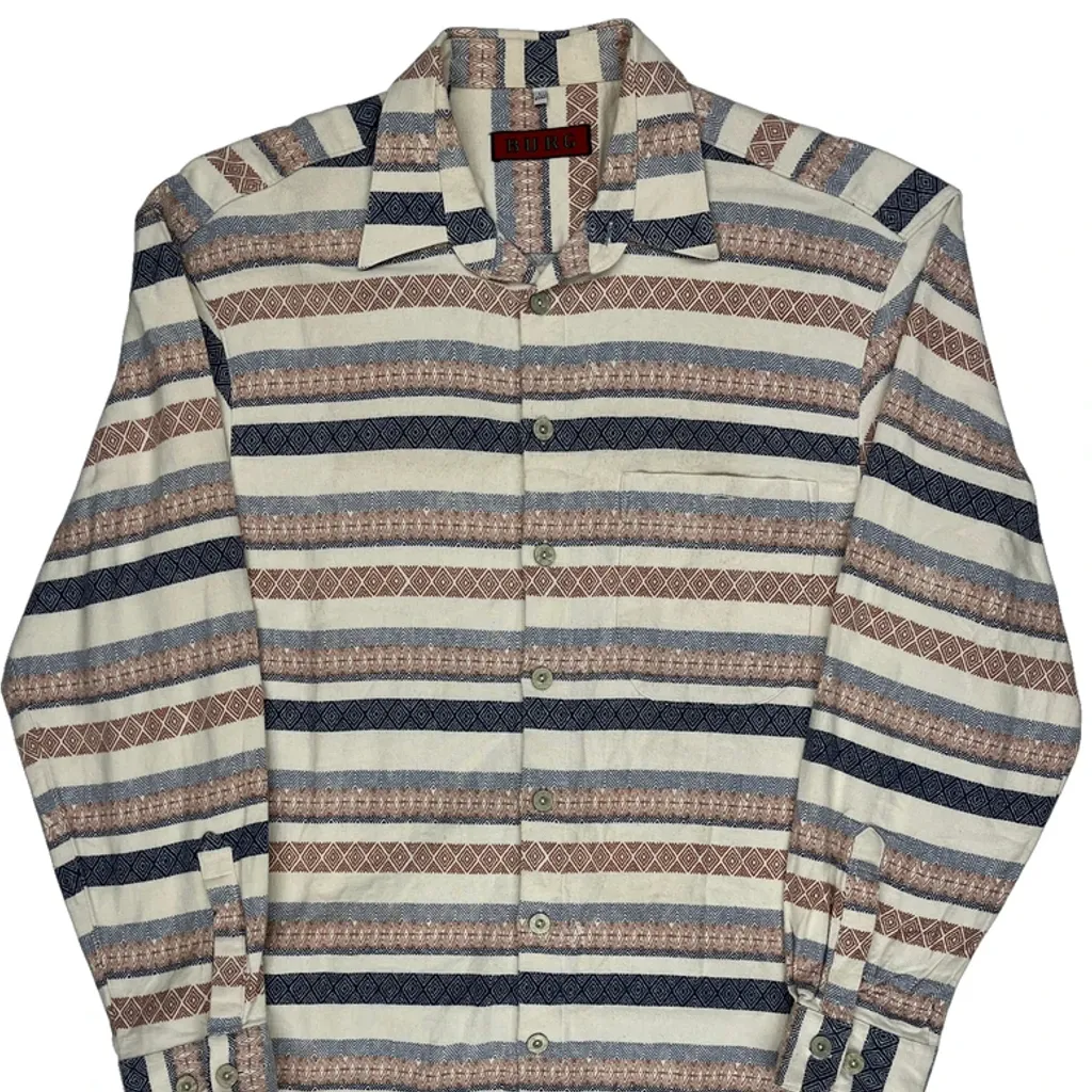 Burg Striped Patterned Shirt - Large Multicoloured Cotton - Image 4