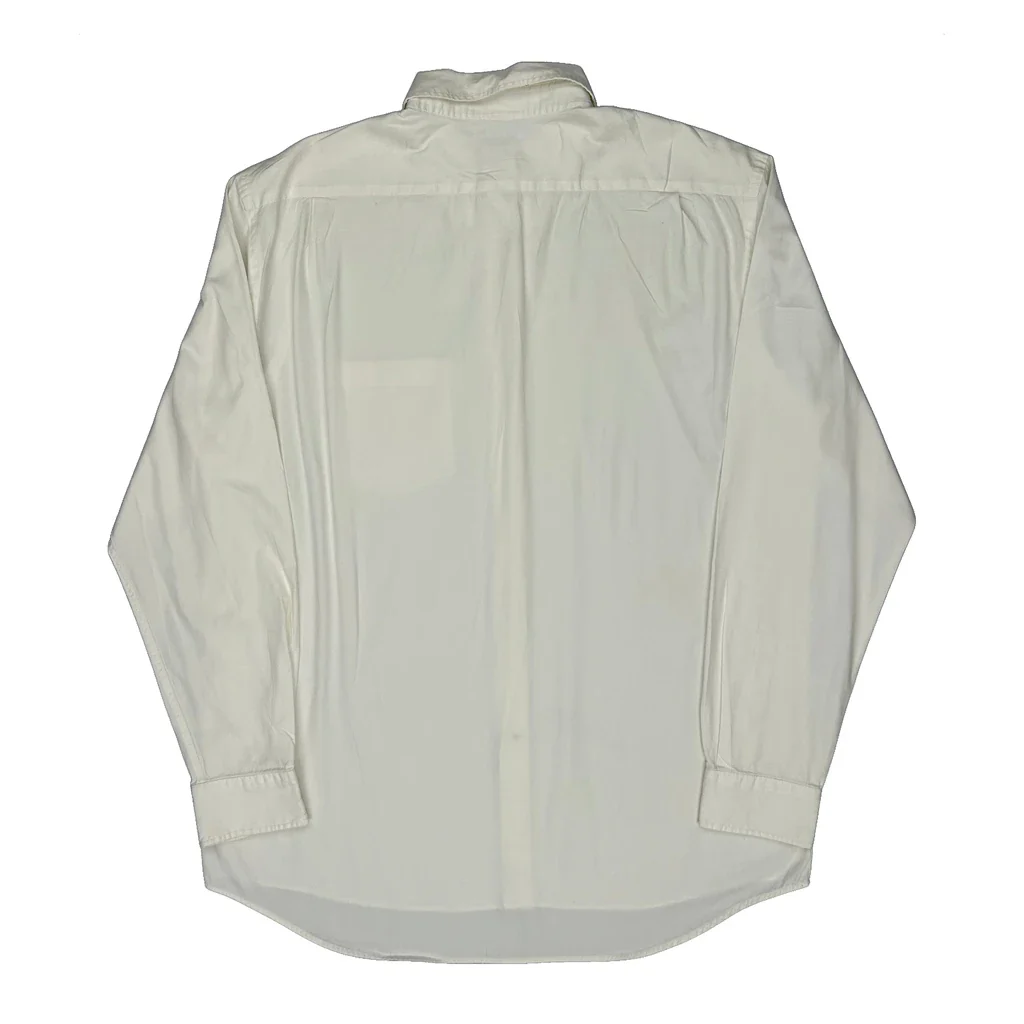 Button-Down Collar Lacoste Shirt - Large White Cotton - Image 2