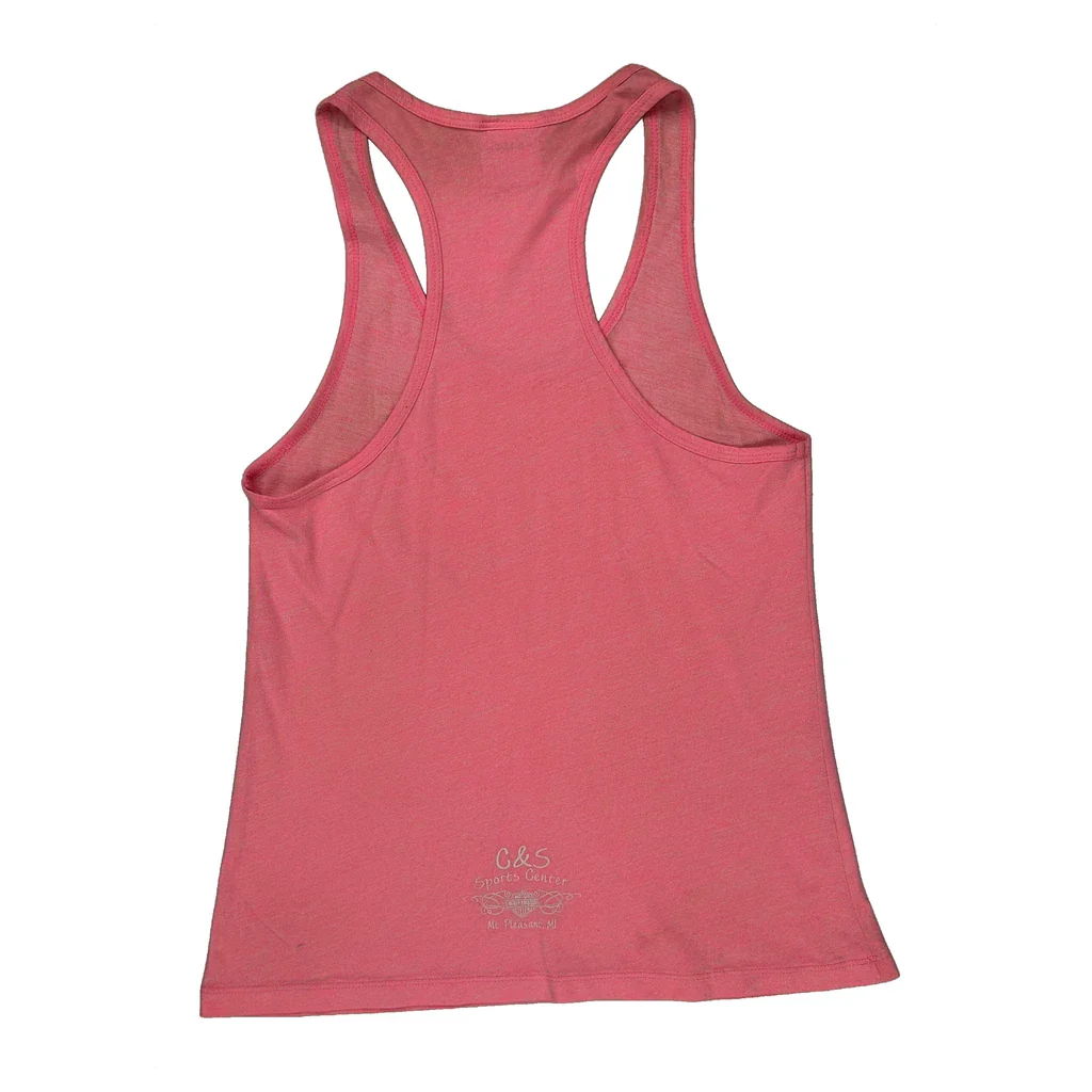C&S Sports Center Harley Davidson Graphic Tank Top - Small Pink Cotton - Image 2