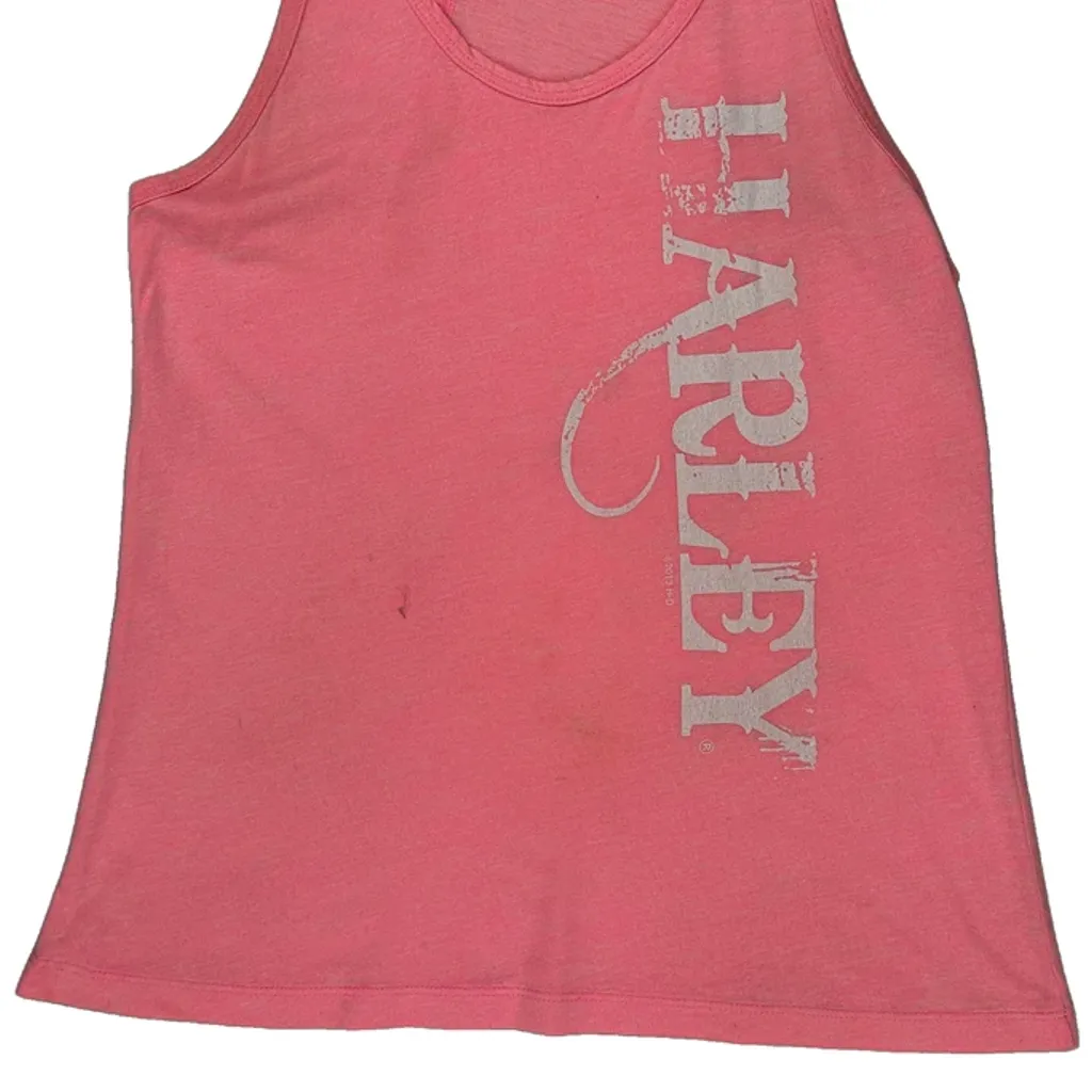 C&S Sports Center Harley Davidson Graphic Tank Top - Small Pink Cotton - Image 5