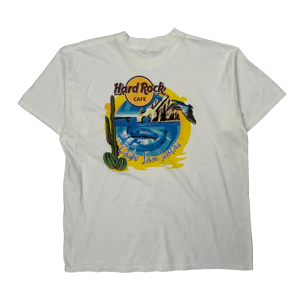 Cabo San Lucas Hard Rock Cafe Graphic T-Shirt - XL White Cotton - Image 2