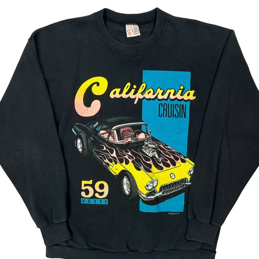 California Crusing Sun Graphic Sweatshirt - XL Black Cotton - Image 4