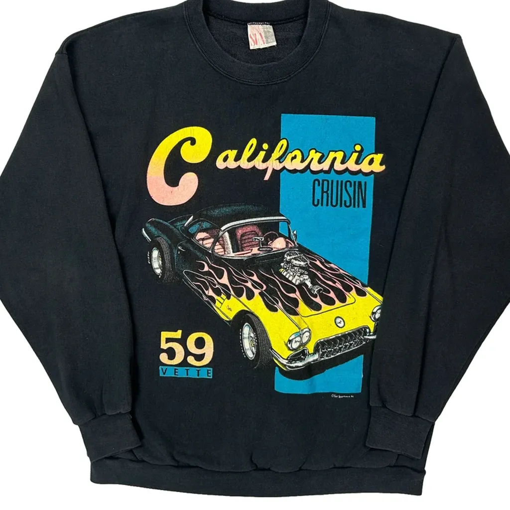 California Crusing Sun Graphic Sweatshirt - XL Black Cotton - Image 5