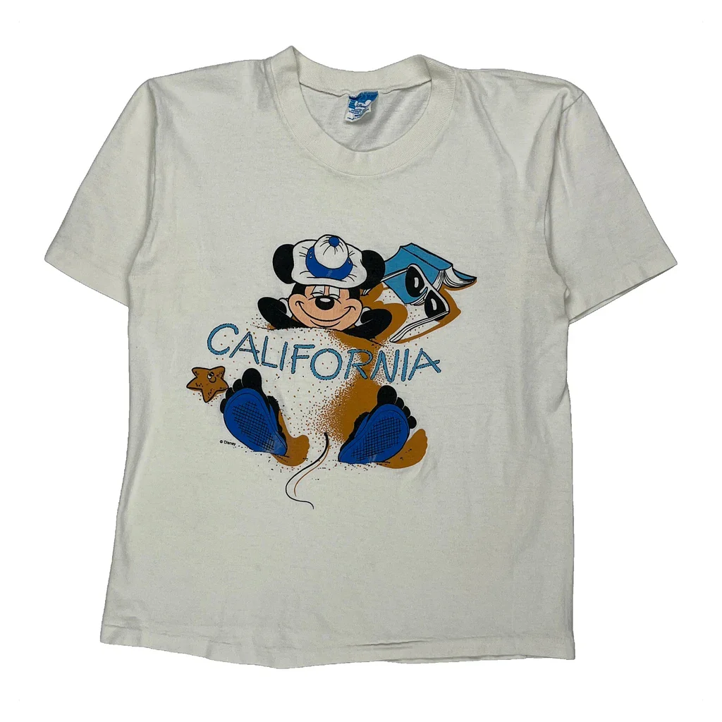 California Disney Cartoon T-Shirt - Medium White Cotton