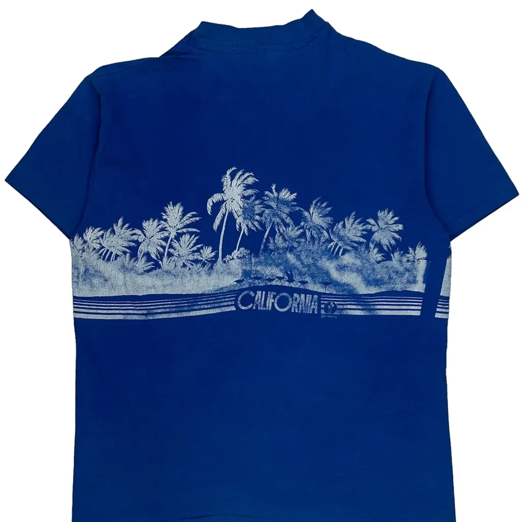 California Hanes Single Stitch T-Shirt - Large Blue Cotton - Image 7