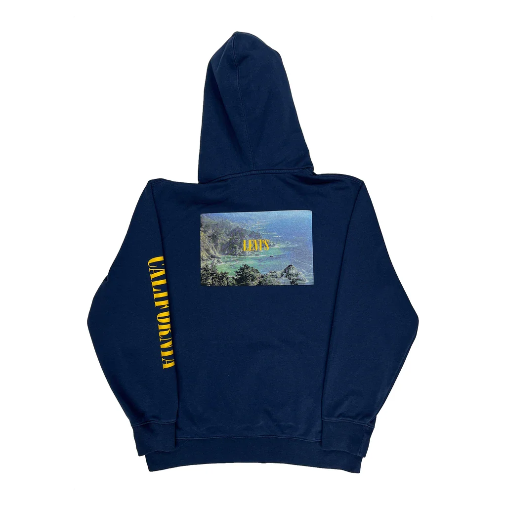 California Levis Graphic Hoodie - Large Blue Cotton - Image 2