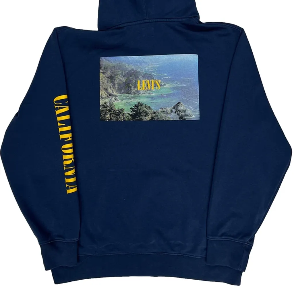 California Levis Graphic Hoodie - Large Blue Cotton - Image 6