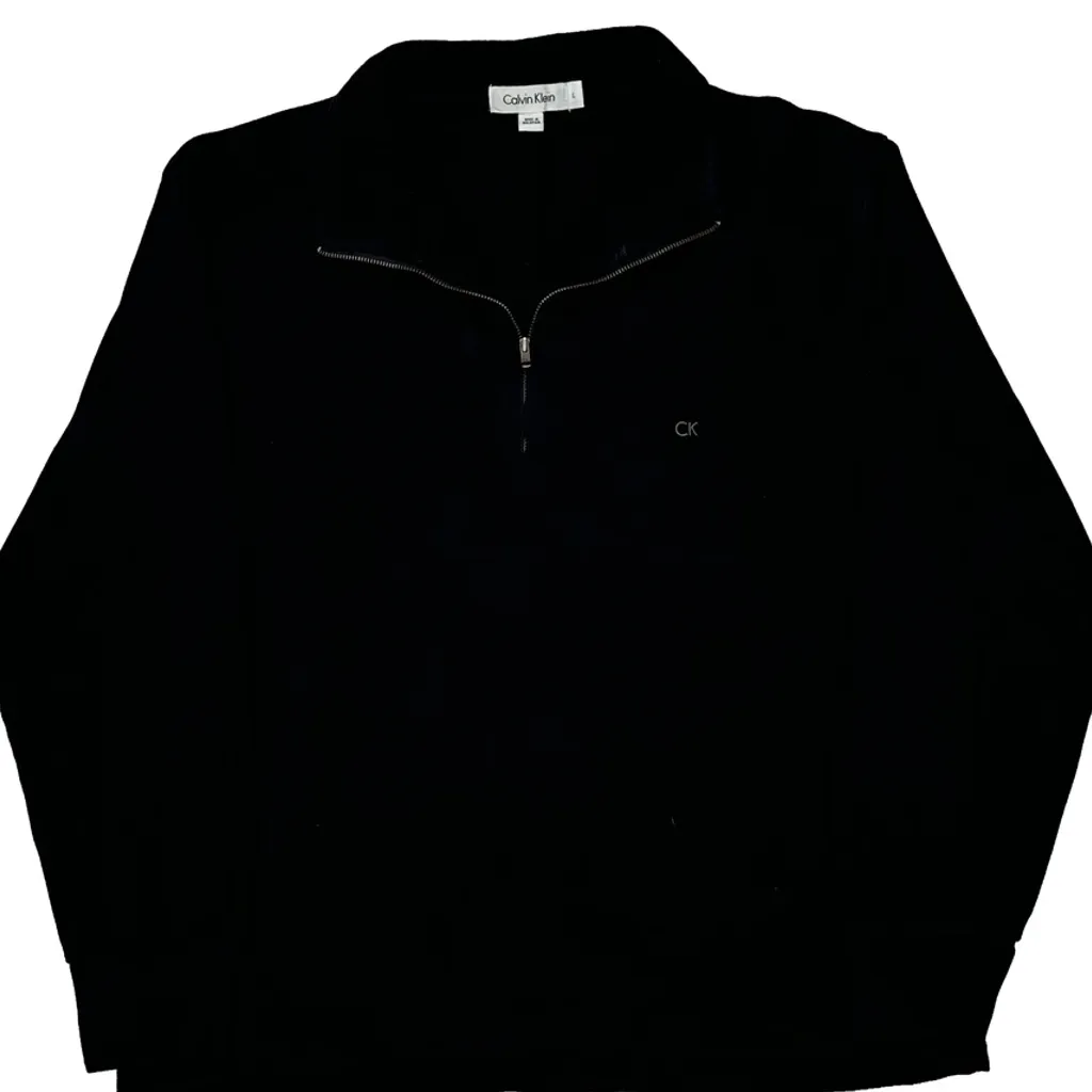 Calvin Klein 1/4 Zip - Large Black Cotton - Image 4