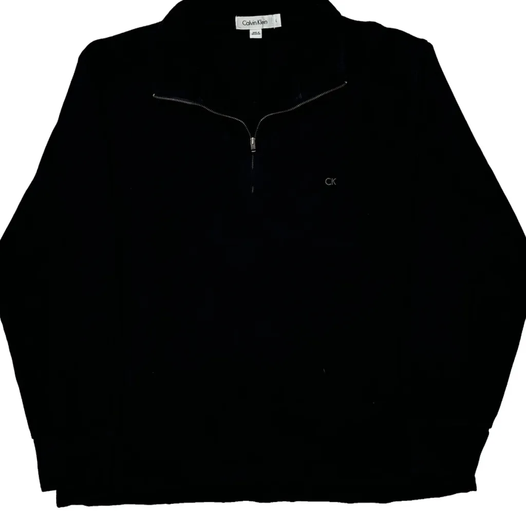 Calvin Klein 1/4 Zip - Large Black Cotton - Image 5