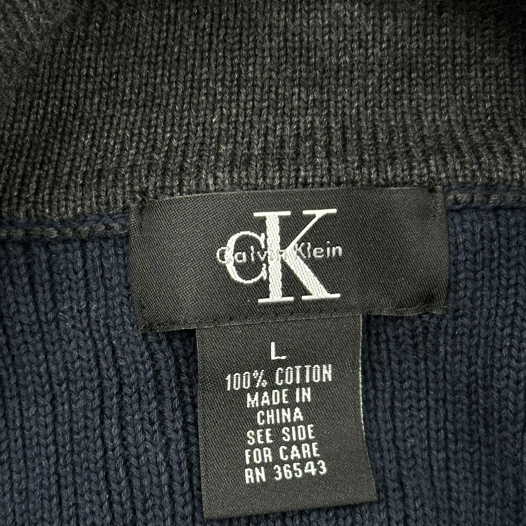 Calvin Klein 1/4 Zip - Large Navy Cotton - Image 3