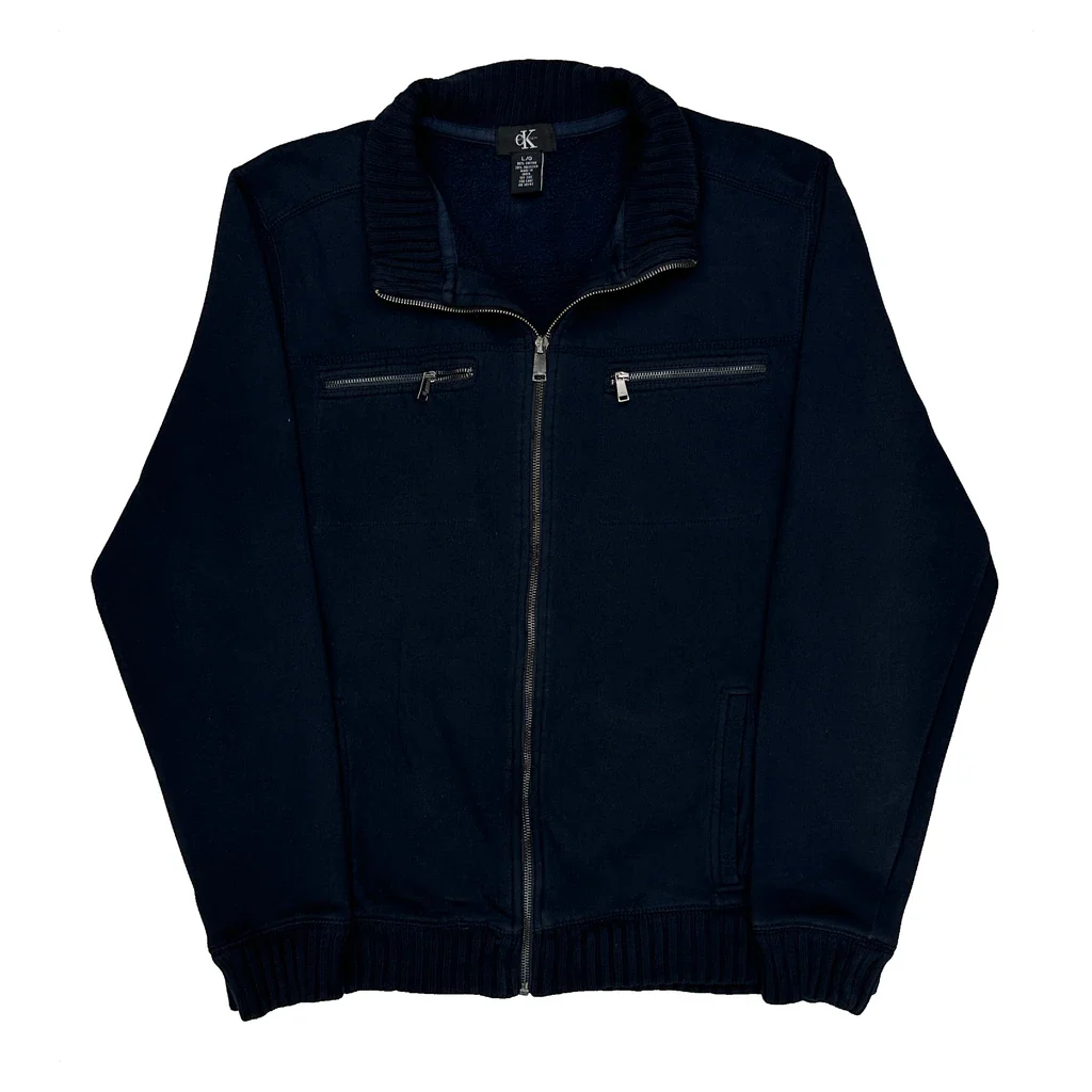 Calvin Klein Jacket - Large Navy Cotton Blend
