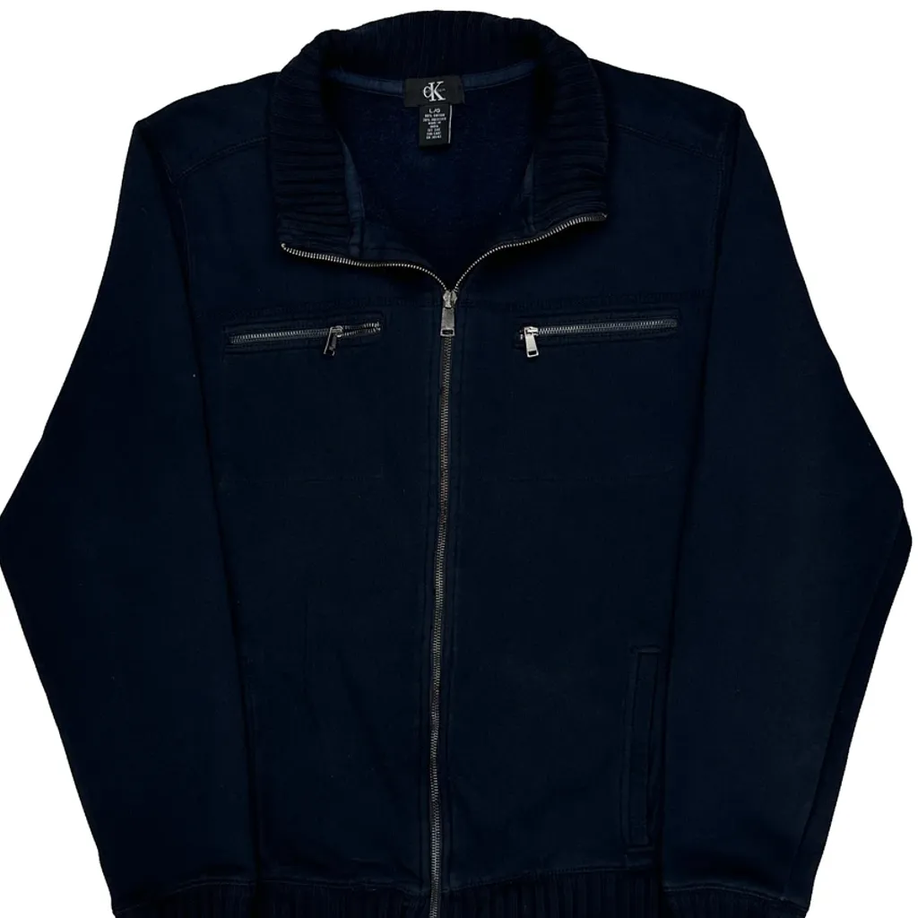Calvin Klein Jacket - Large Navy Cotton Blend - Image 5