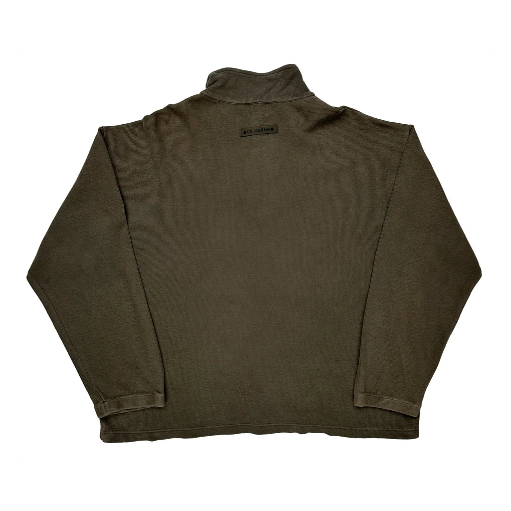 Calvin Klein Jeans 1/4 Zip - XL Brown Cotton - Image 2