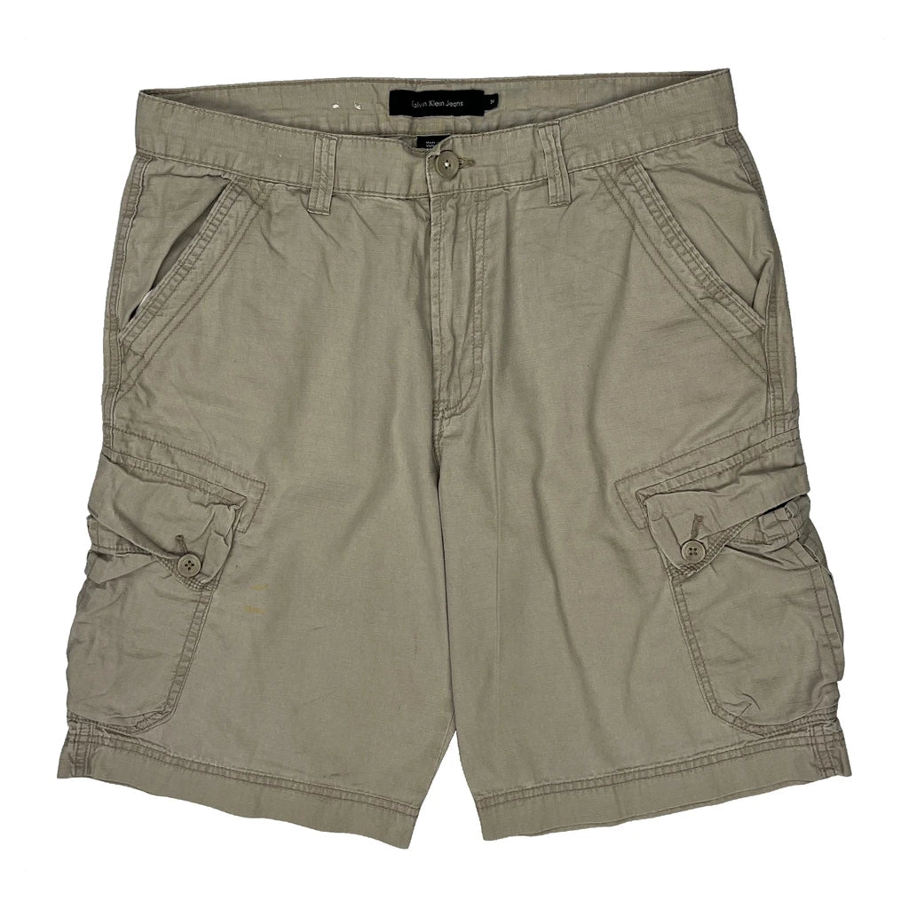 Calvin Klein Jeans Cargo Shorts - 36W 10L Beige Cotton - Image 2
