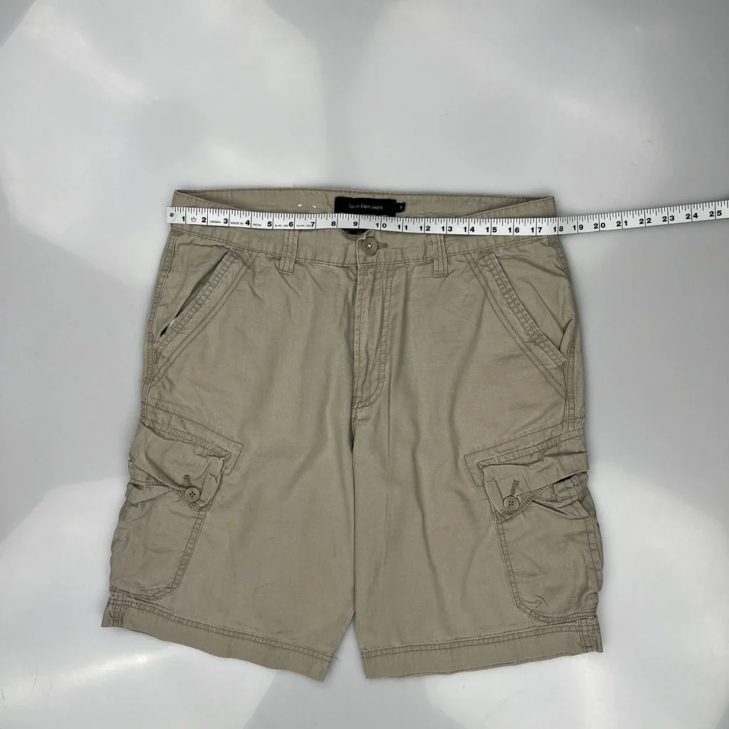Calvin Klein Jeans Cargo Shorts - 36W 10L Beige Cotton - Image 3