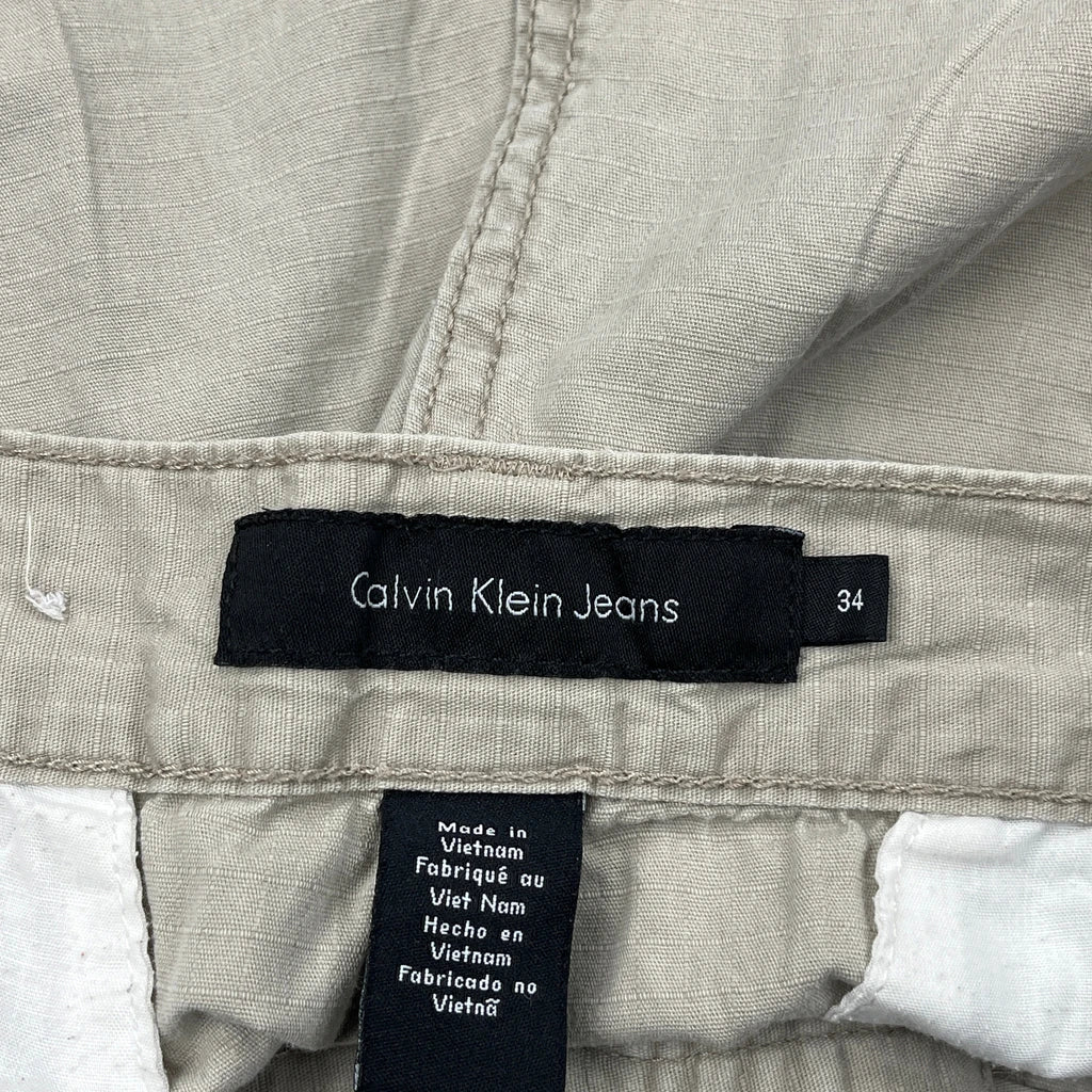 Calvin Klein Jeans Cargo Shorts - 36W 10L Beige Cotton - Image 6