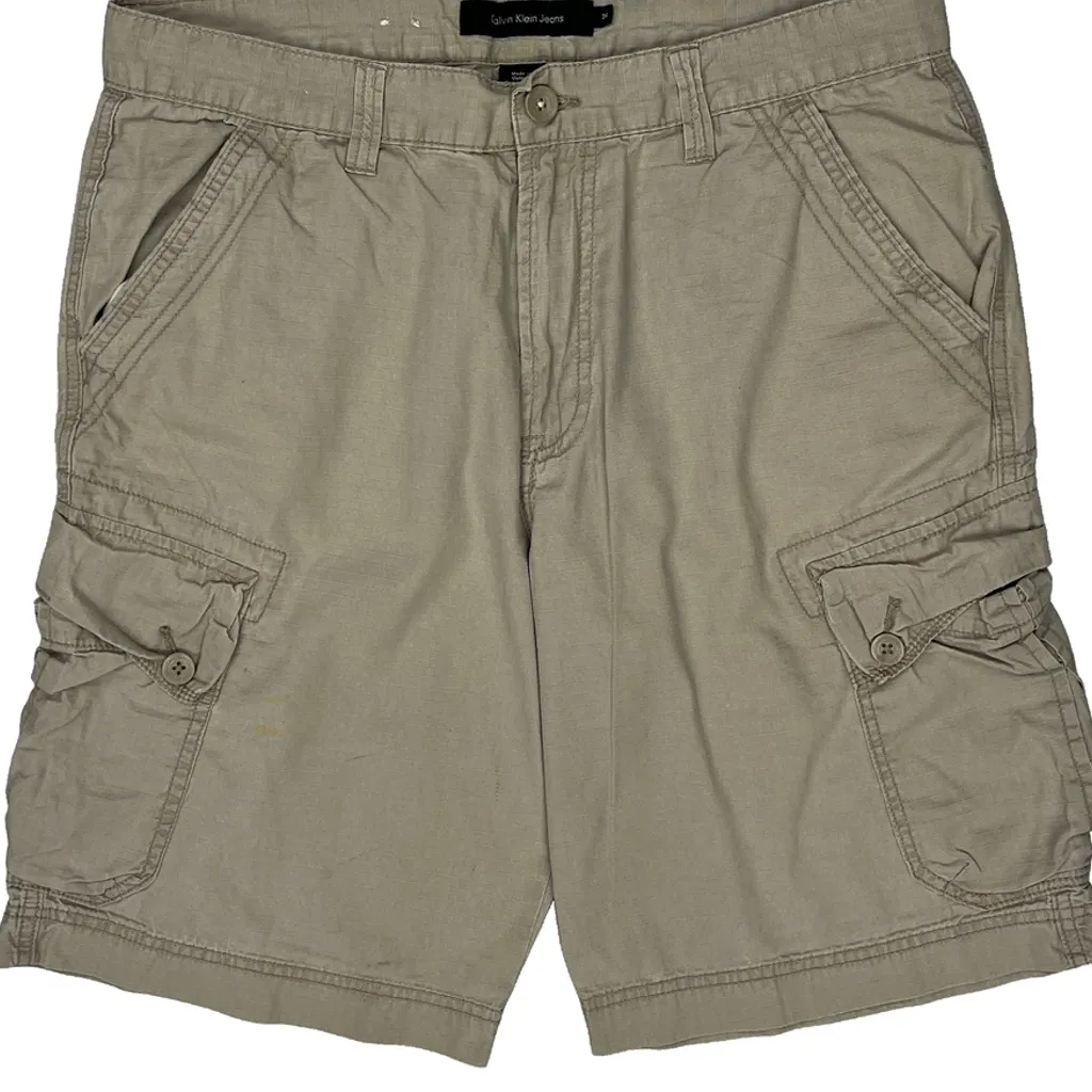 Calvin Klein Jeans Cargo Shorts - 36W 10L Beige Cotton - Image 9