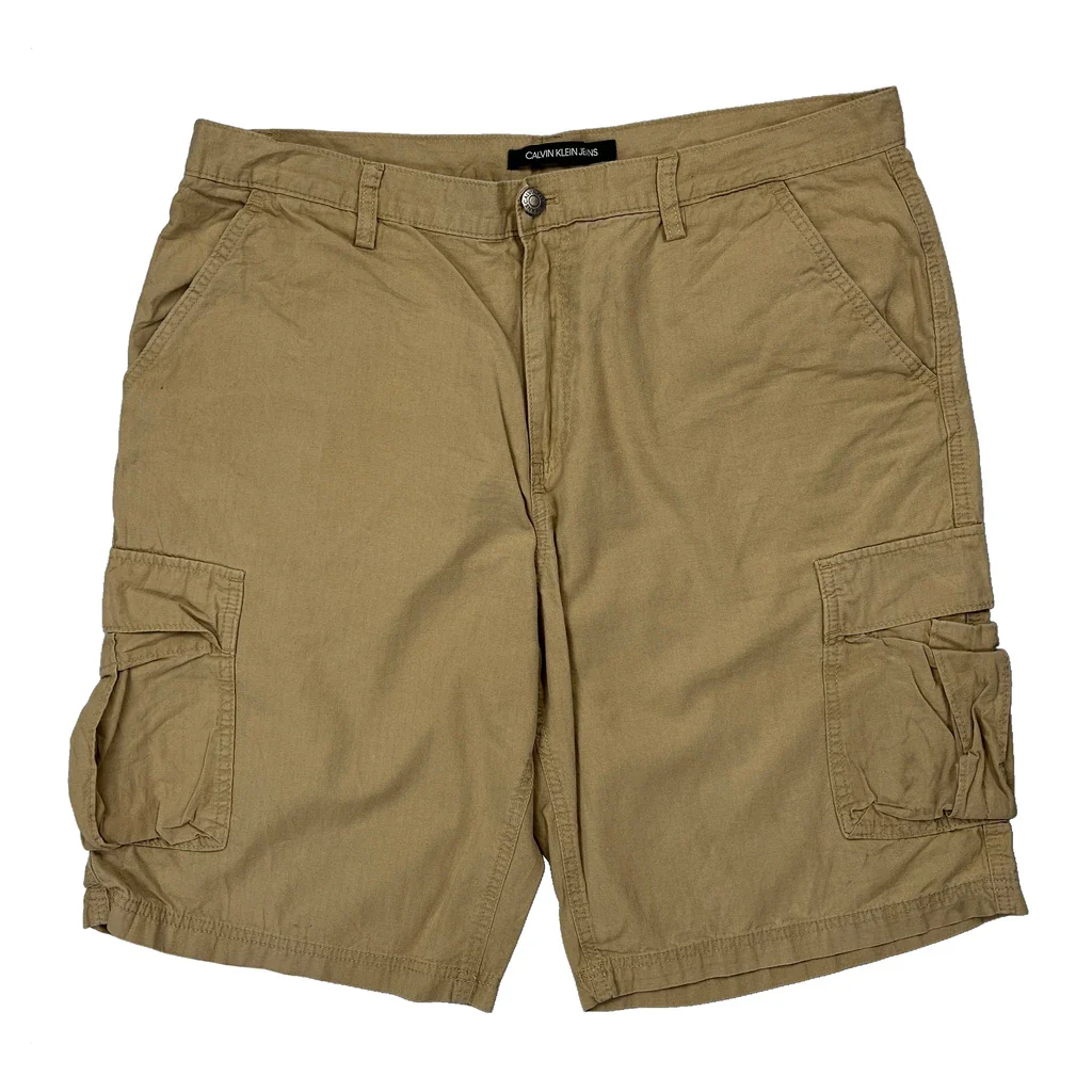 Calvin Klein Jeans Cargo Shorts - 36W 10L Beige Cotton - Image 2