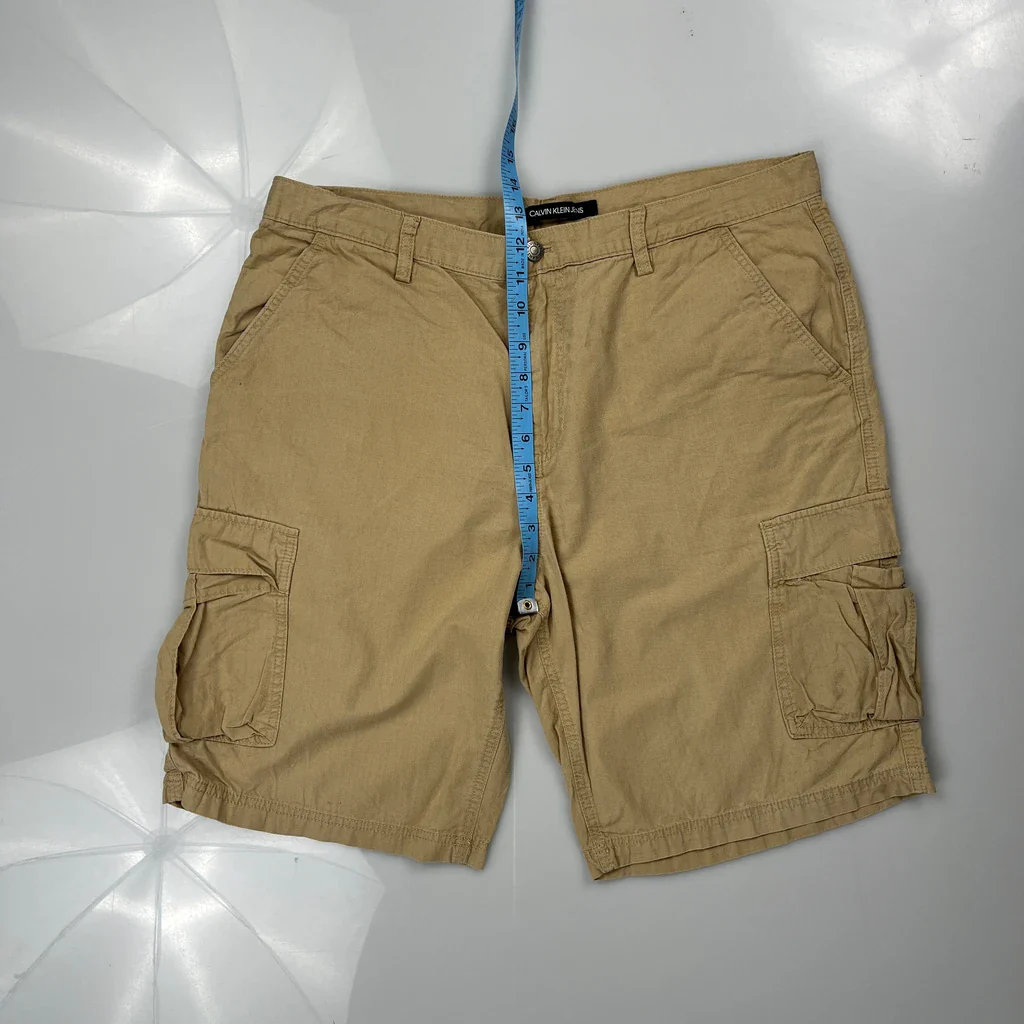 Calvin Klein Jeans Cargo Shorts - 36W 10L Beige Cotton - Image 5