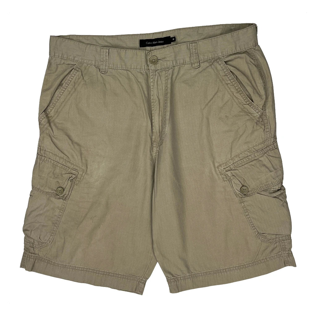 Calvin Klein Jeans Cargo Shorts - 38W 10L Beige Cotton - Image 2